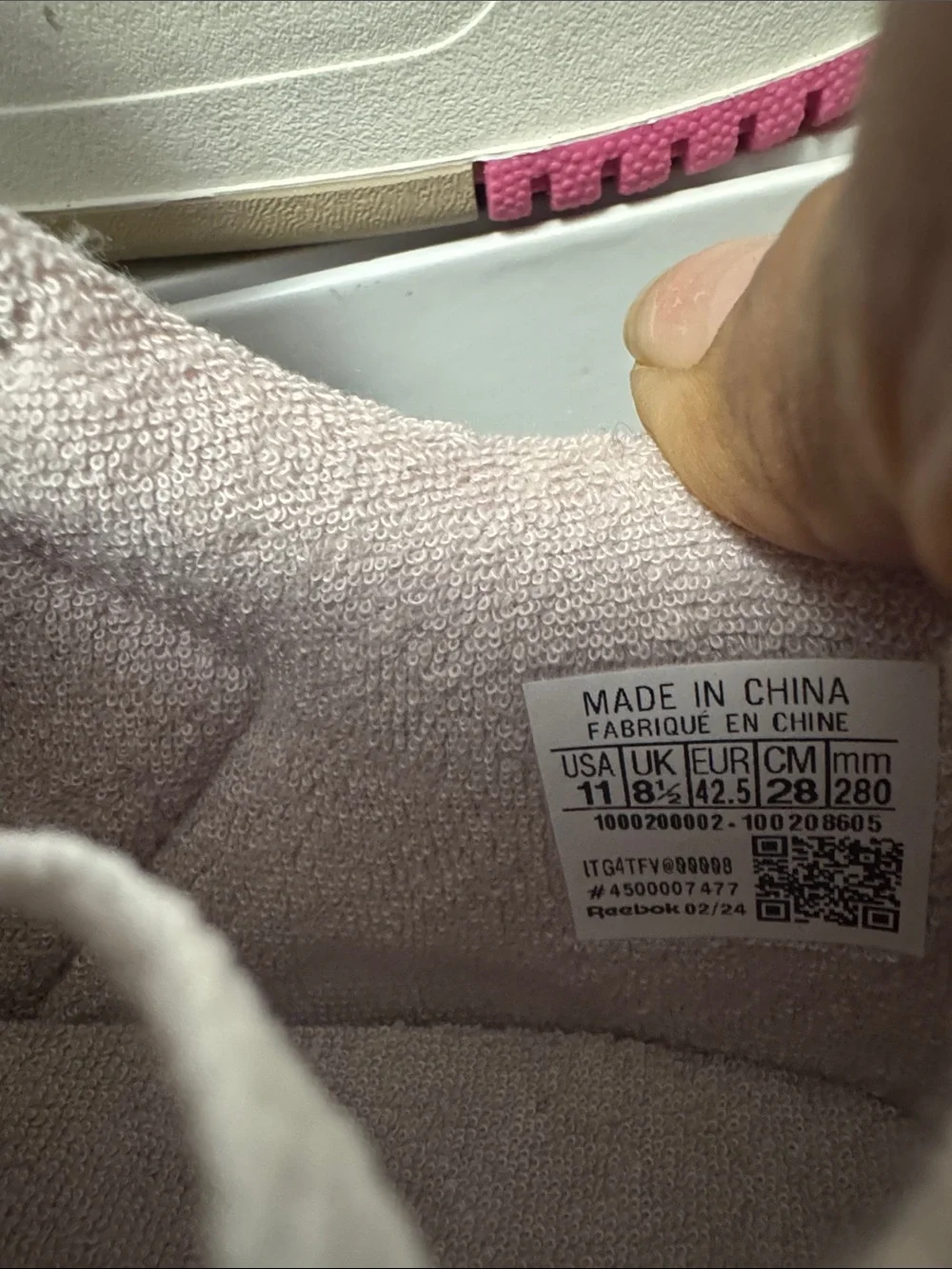 Reebok White Sneakers with Beige Suede and Pink Accents